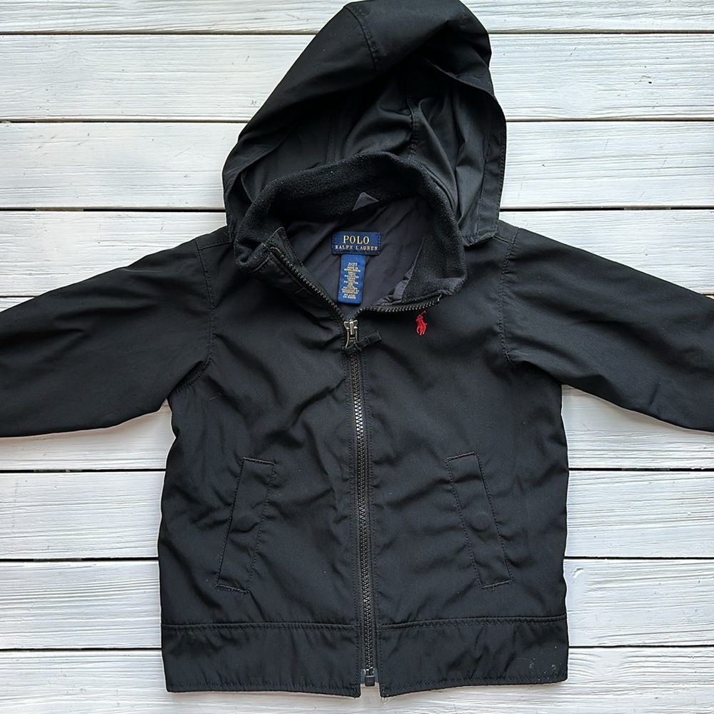 Polo Ralph Lauren Toddler Light Jacket Removable Hood Black size 2T